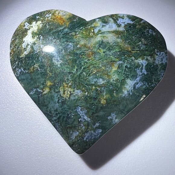 Moss Agate Crystal Heart‎ (#8) - Picture 7 of 11